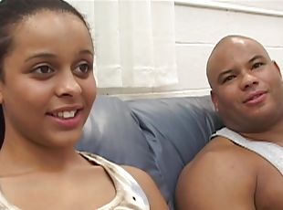Ebony Stacey Sweet with natural tits gets cumshot after drilled in ...
