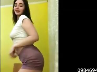 Cute girl braless dance