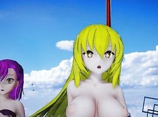 lielās-krūtis, skaistules, anime, hentai, māsa, 3d, mazās-krūtis