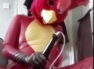 Rubbery Bird Teasing Self With Wand