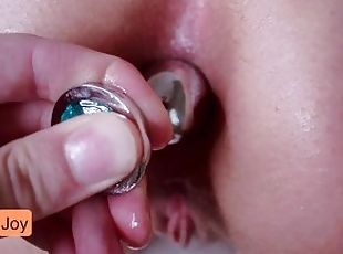 Anal plug in my ass and vibrator until I cum. He was so hard playin...