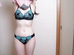 amateur, japonais, culotte, solo, soutien-gorge