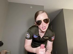Top gun flight suit military girl dominatrix femdom jerk off instru...