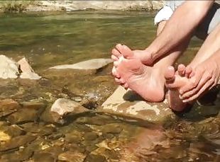Washing my big feet in the crystal clear cooling waters of a secret...