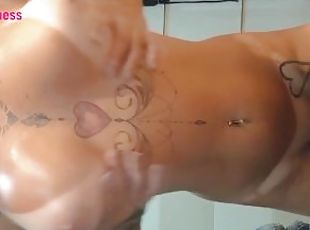 bañando, clítoris, coño-pussy, brasil, bonita, ducha, afeitada, tatuaje