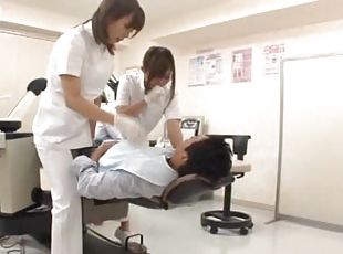 Sexy Asian dentist and her assistant fuck a patient