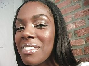 Charming ebony angel is going to get that dick through gloryhole