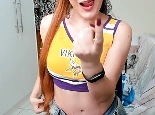 naughty redhead cheerleader takes off her clothes and is filmed by ...