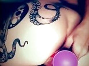 røv, store-patter, onani, amatør, anal, legetøj, dildo, røv-butt, solo, tatovering