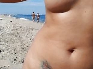 cul, gros-nichons, public, amateur, latina, couple, plage, petite, petits-seins