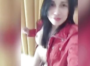 The dancing sexy ladyboy & play her 7 inch cock in the balcony [Tra...