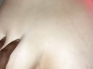 Interracial Amateur Couple Strap on Big Dildo Nine inches of fun kinky rough Wet Pussy fucking pain