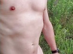 Teasing Mistress T's cock while on a hike in the woods.  Couldnt re...