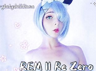 REM gently and quietly masturbates with a PINK DILDO  COSPLAY ??  R...