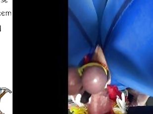 Fucking a flowered Pussy, with a Cock ring and Balls stretched on c...