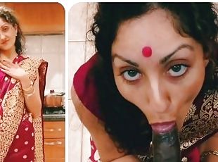 POV desi bhabhi in saree gives horny lonely devar a blowjob - hindi...