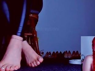 Foot stream record barefoot foot tease while being tortured by stro...