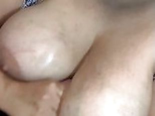 Step mom with huge natural tits fucks her stepson with them after t...