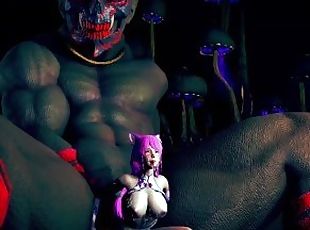 big monster fuck the luxury girl in the dark cave - 3d hentai animation