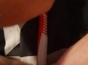 Masturbation with my toothbrush in my bedroom while watching bad Sa...