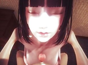 dilettant, blasen, immens-glied, junge, schwer, creampie, anime, hentai, brunette, tittenarbeite