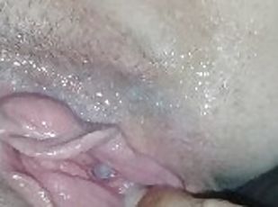 Aftermath of getting fucked while hubby just jacked his dick an lis...