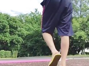 Japanese college students having sex intercourse in a park near the...