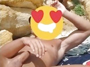 masturbation, public, amateur, branlette, plage, secousses, solo, bite