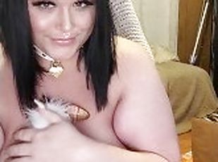 Curvy neko girl xxkittens shows off her big tits and butt plug tail...