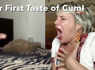 Her First Taste of Cum: Swallowing Her Teachers Nasty Cum For A Good Grade