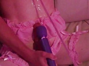 ? Femboy hands free orgasms with magic wand ?