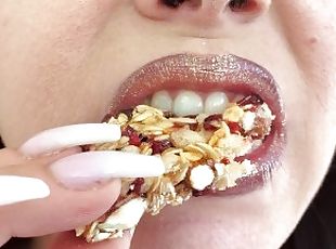 ASMR Sensually Eating a Granola Bar Close Up Sounds by Pretty MILF ...