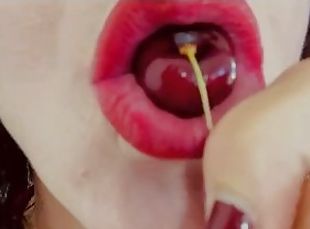 ASMR Sensually Eating Cherries Close Up Sounds by Pretty MILF Jemma...