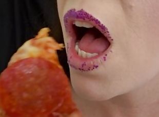 ASMR Sensually Eating Pizza Close Up Mouth Fetish Pretty MILF Jemma...