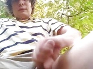 masturbation, en-plein-air, public, amateur, ejaculation-sur-le-corps, énorme-bite, gay, ejaculation, solo, minet