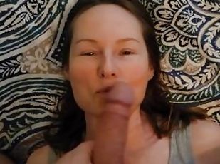 onani, amatør, blowjob, cumshot, par, pov, cum, baller