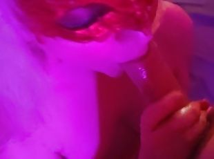 POV Blowjob - Hot Masked Blonde Sucks Big Cock and Takes load in Mo...