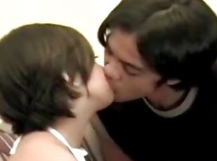 Kissing his Asian cutie and fucking her