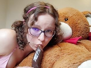 TEEN DESPERATE FOR BOYFRIEND FUCKS HER TEDDYBEAR