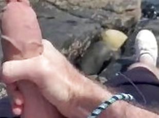 CAUGHT Public coast wank on rocks - Cornwall - beach shore while pe...