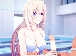 striekanie-semena, obrovský-vták, teenagerské, japonské, creampie, anime, hentaj, bazén, rozkošné-cute, 3d