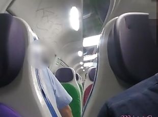 Public pussy flash in the train.Sexy girl touches her pussy in fron...