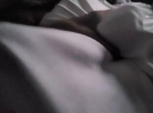Late Night, Hard Cock Under the Sheets Wants to Cum.
