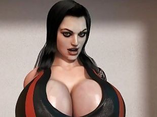 gros-nichons, énorme, 3d, seins, fétiche, massive, solo, brunette