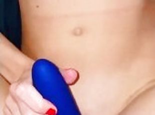 Big cumshot all over her little petite body! Her wand vibrations an...