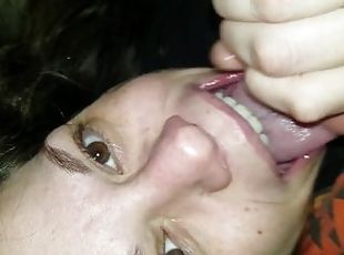 amatør, blowjob, stor-pikk, handjob, par, bbw, svelging, ludder, pov, cum