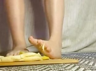amatir, sayang, kaki, seorang-diri, pisang, tato, jari-kaki