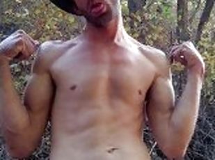 Naked Indiana Jones Jacks off in the Jungle