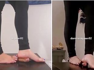 amateur, ejaculation-sur-le-corps, couple, pieds, fétiche, branlette-avec-les-pieds