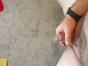Dad Bod plays with limp cock until it's hard and blows